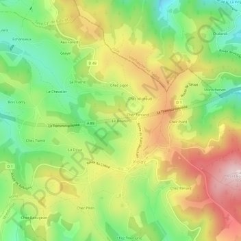 Le Bouton topographic map, elevation, terrain