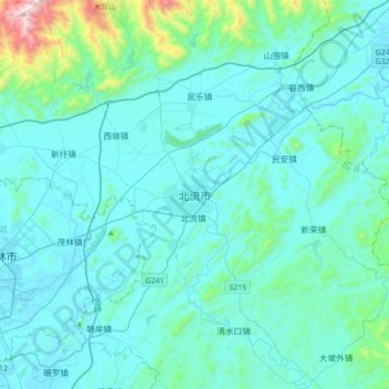 Beiliu topographic map, elevation, terrain