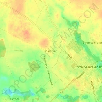 Piastowo topographic map, elevation, terrain