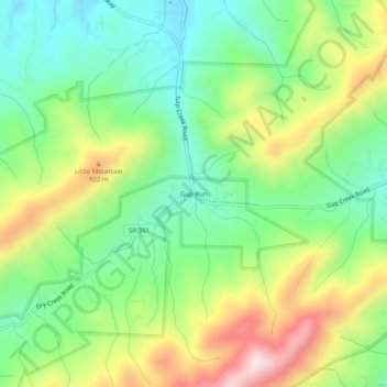 Gap Run topographic map, elevation, terrain