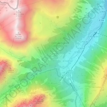 Les Granges topographic map, elevation, terrain