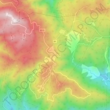 Troodos topographic map, elevation, terrain
