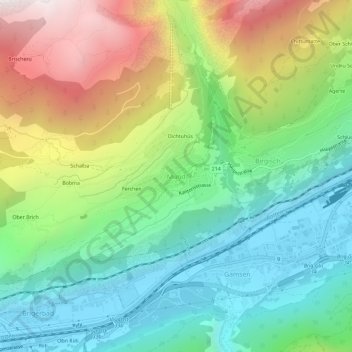 Mund topographic map, elevation, terrain
