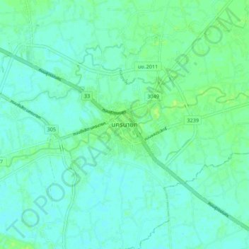 Nakhon Nayok topographic map, elevation, terrain