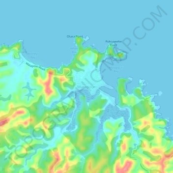 Matapouri topographic map, elevation, terrain