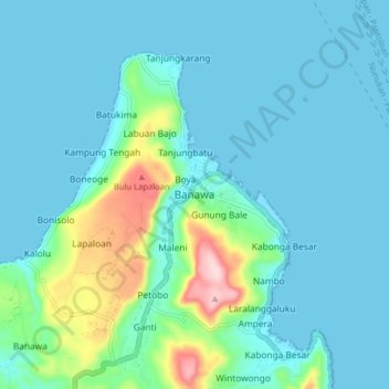 Banawa topographic map, elevation, terrain