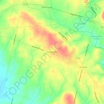Weavertown topographic map, elevation, terrain