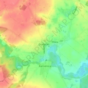 Gostycyn topographic map, elevation, terrain