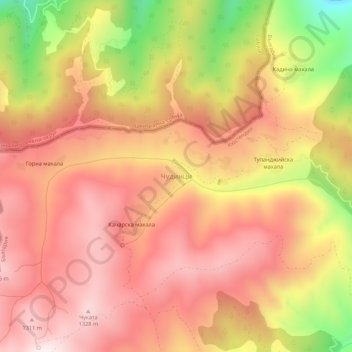 Chudintsi topographic map, elevation, terrain
