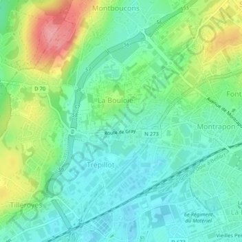 Armoise pontique topographic map, elevation, terrain