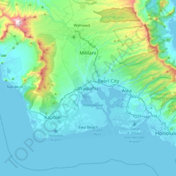 Waipahu topographic map, elevation, terrain