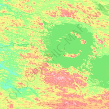 Wiyâshâkimî Lake topographic map, elevation, terrain