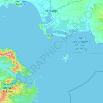 Te Ara a Kewa / Foveaux Strait topographic map, elevation, terrain