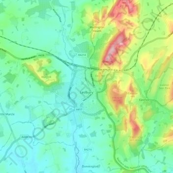 Ledbury topographic map, elevation, terrain