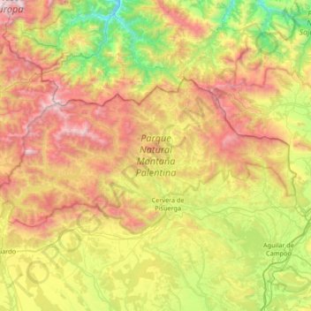 Parque Natural Montaña Palentina topographic map, elevation, terrain