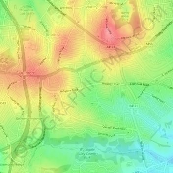 Quinton topographic map, elevation, terrain