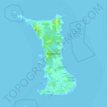 Malapascua topographic map, elevation, terrain