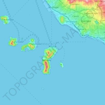 Prince Islands topographic map, elevation, terrain