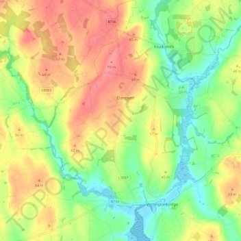 Clongeen topographic map, elevation, terrain
