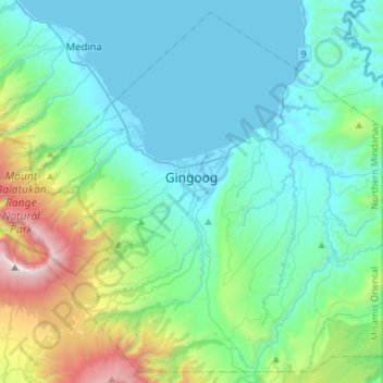Gingoog topographic map, elevation, terrain