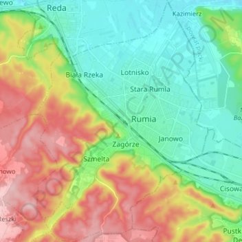 Rumia topographic map, elevation, terrain
