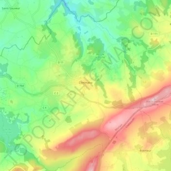 Commana topographic map, elevation, terrain