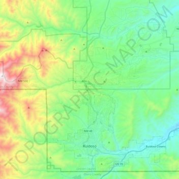 Ruidoso topographic map, elevation, terrain