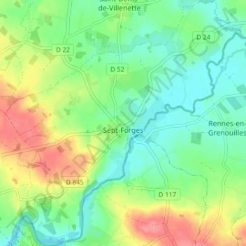 Sept-Forges topographic map, elevation, terrain