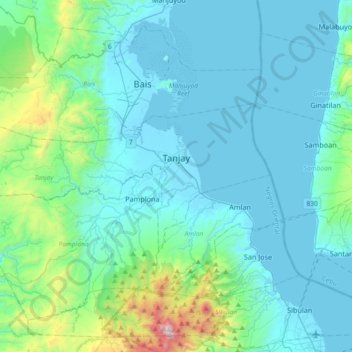 Tanjay topographic map, elevation, terrain