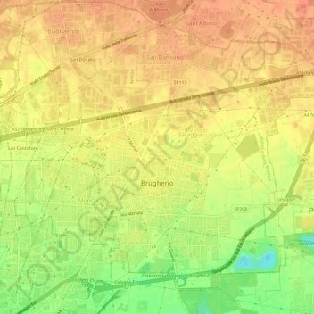 Brugherio topographic map, elevation, terrain
