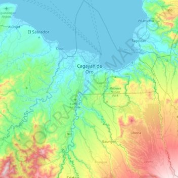 Cagayan De Oro topographic map, elevation, terrain