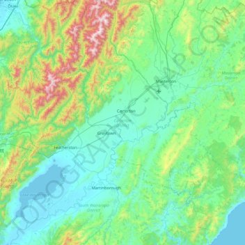 Carterton District topographic map, elevation, terrain