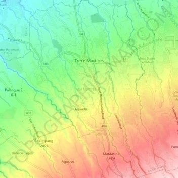 Trece Martires topographic map, elevation, terrain