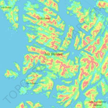 Hanover Island topographic map, elevation, terrain