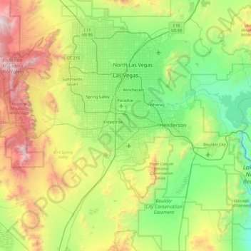 Las Vegas Valley topographic map, elevation, terrain