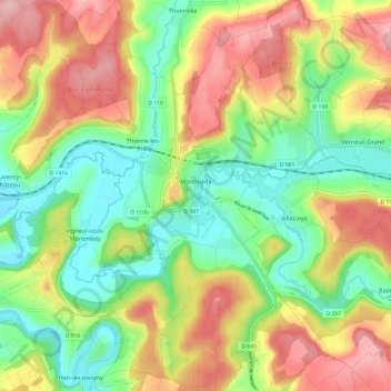 Montmédy topographic map, elevation, terrain