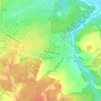 Бережки topographic map, elevation, terrain