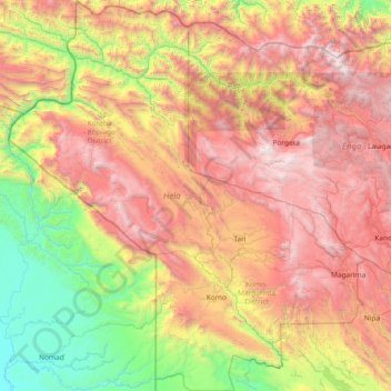 Hela topographic map, elevation, terrain