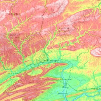 Lycoming County topographic map, elevation, terrain
