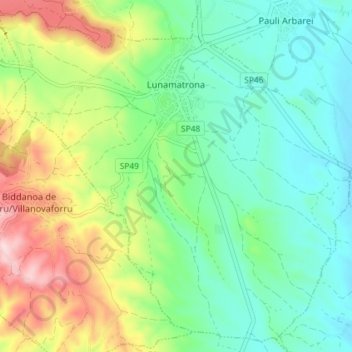 Lunamatrona topographic map, elevation, terrain