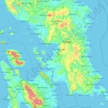 Samar topographic map, elevation, terrain