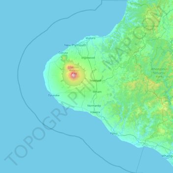 Taranaki topographic map, elevation, terrain