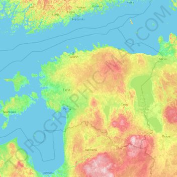 Estonia topographic map, elevation, terrain