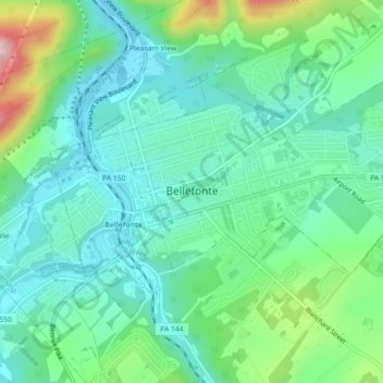 Bellefonte topographic map, elevation, terrain