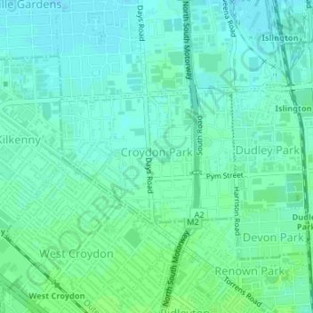 Croydon Park topographic map, elevation, terrain