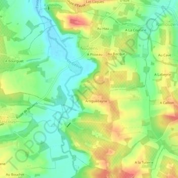 Noulens topographic map, elevation, terrain