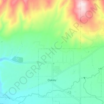 Oakley topographic map, elevation, terrain