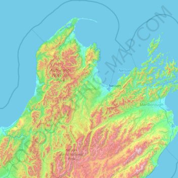 Tasman topographic map, elevation, terrain