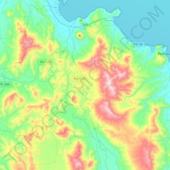 Juli topographic map, elevation, terrain