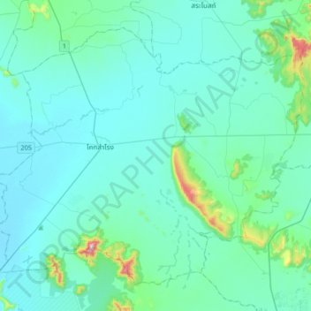 Khok Samrong topographic map, elevation, terrain